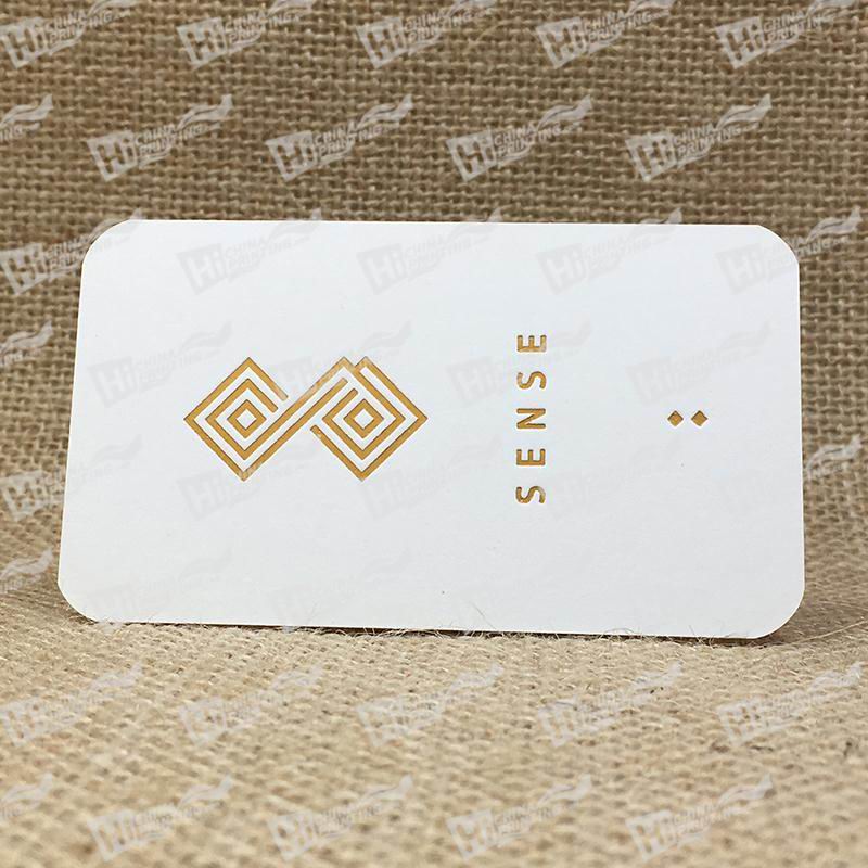 350g Smooth White With Gold Foil And Debossing Business Cards