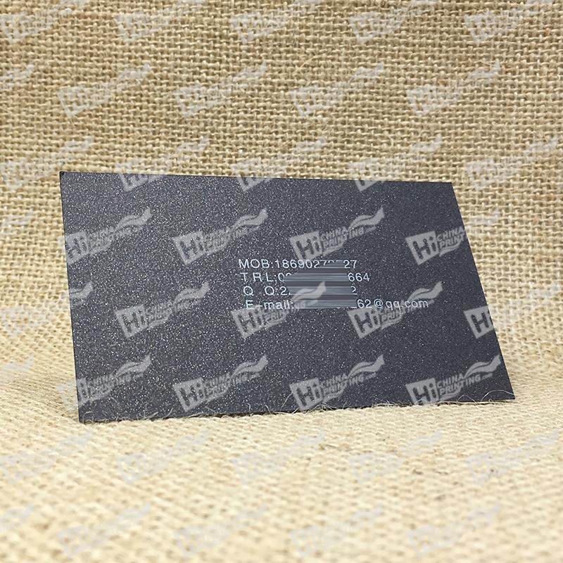 250g Curious Metallics Metal Business Cards-Black Paper with White Ink Printing