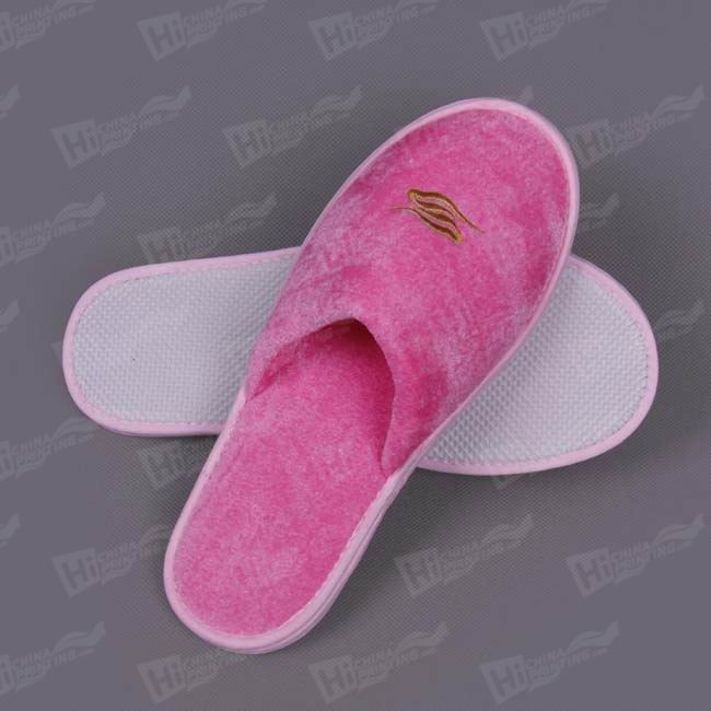 Pleuche Plush Slippers With Embroidered Hotel Logo