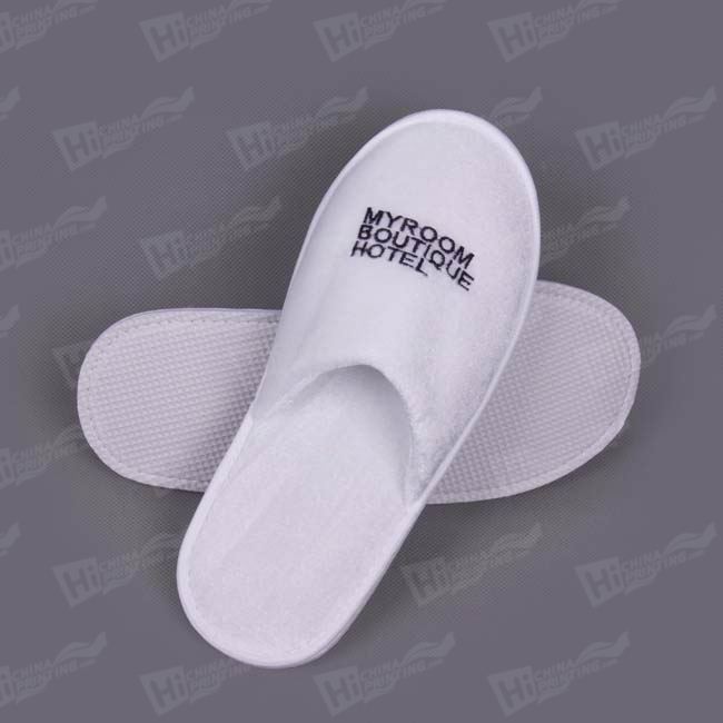 Pleuche Plush Slippers With Embroidered Hotel Logo