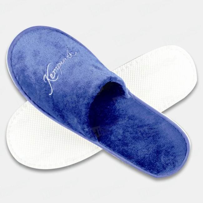 Pleuche Plush Slippers With Embroidered Hotel Logo