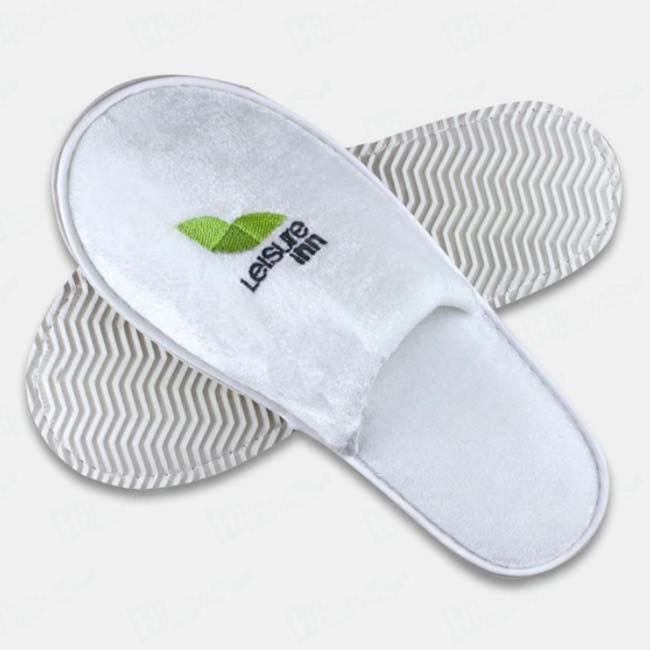Pleuche Plush Slippers With Embroidered Hotel Logo