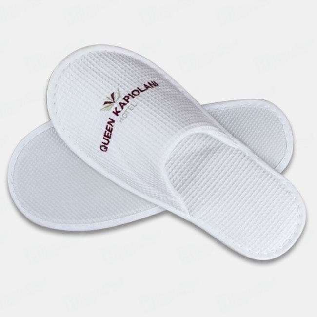Waffle Slippers With Embroidered Hotel Logo