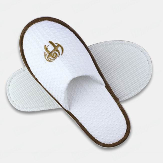 Waffle Slippers With Embroidered Hotel Logo