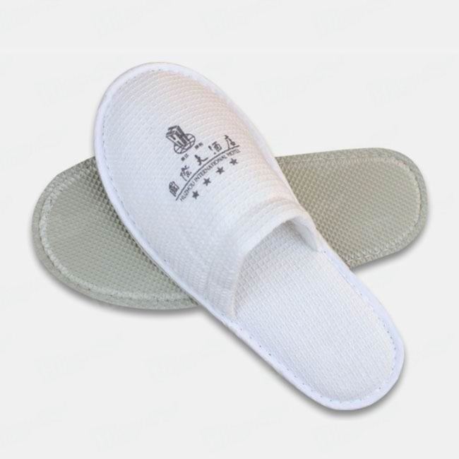 Waffle Slippers With Embroidered Hotel Logo