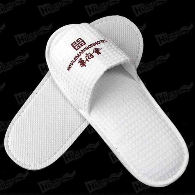 Waffle Slippers With Embroidered Hotel Logo