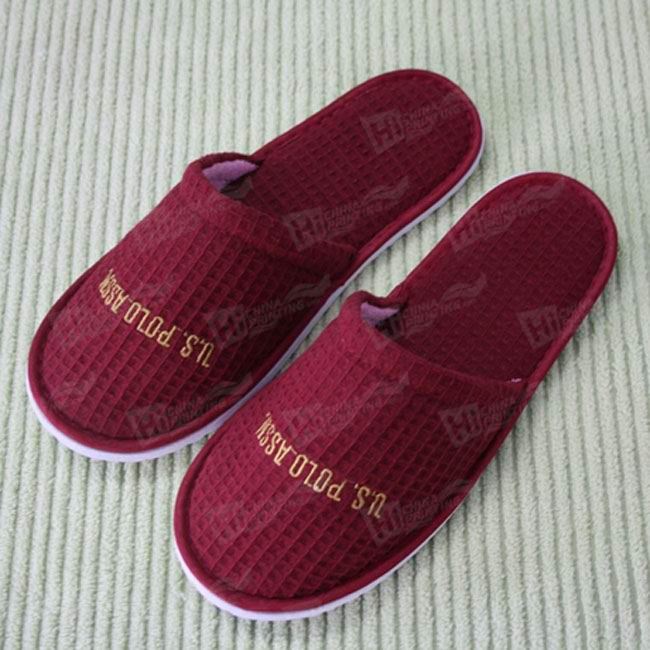 Waffle Slippers With Embroidered Hotel Logo