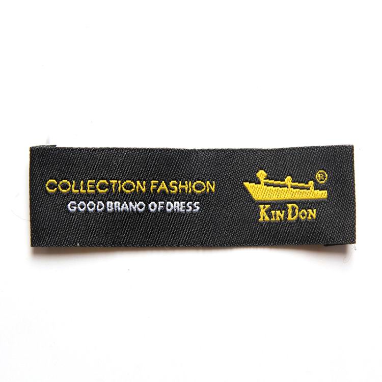 Black Damask Woven Labels With Gold And White Threads