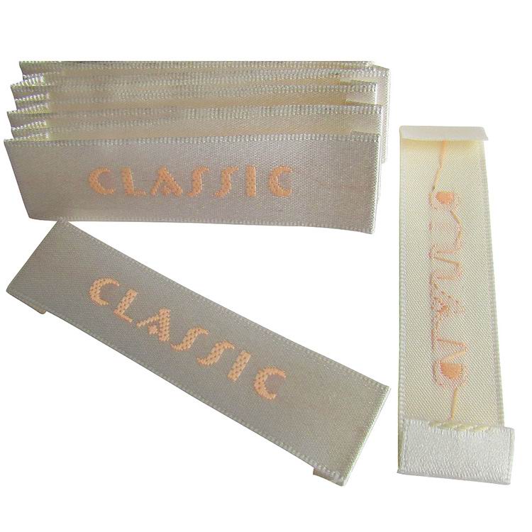 Custom Beige Satin Labels