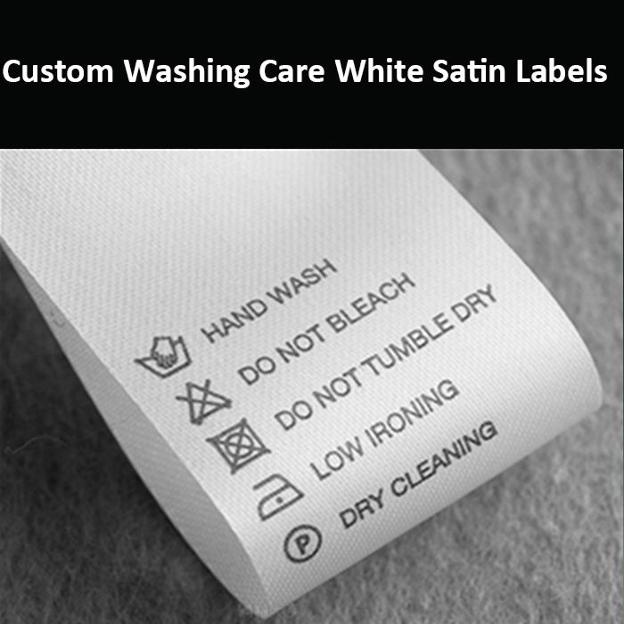 Custom Washing Care White Satin Labels