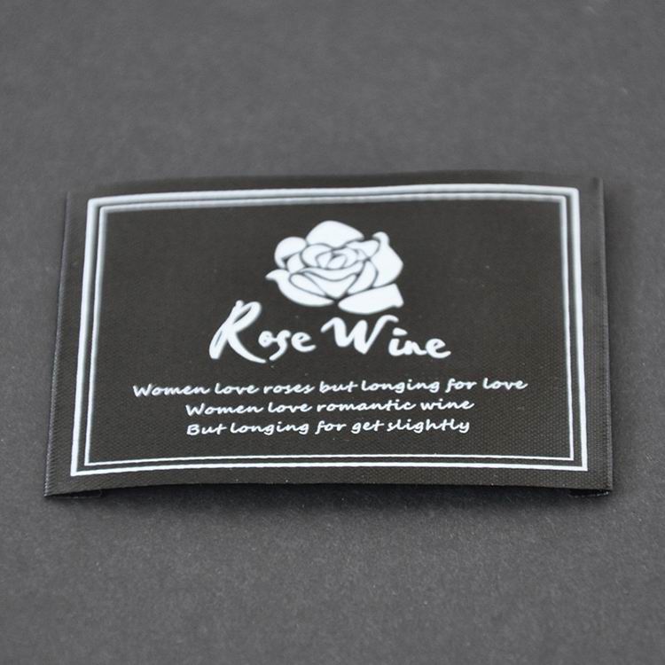 Printed Black Satin With White Ink Labels