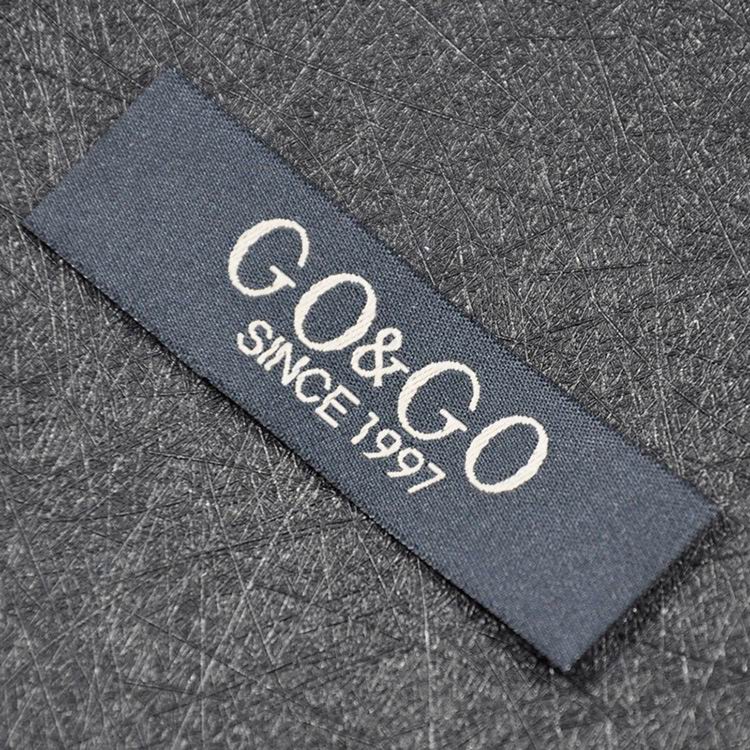 White Onto Black Damask Woven Labels